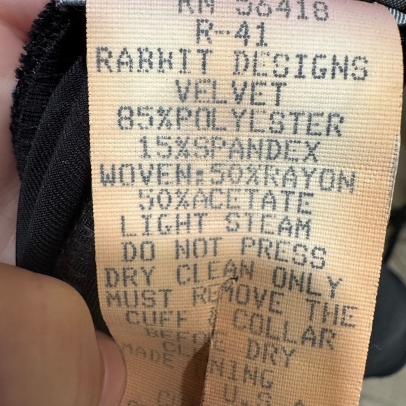 Vintage Rabbit Rabbit Rabbit Designs Black Velvet Dress - Picture 5 of 5